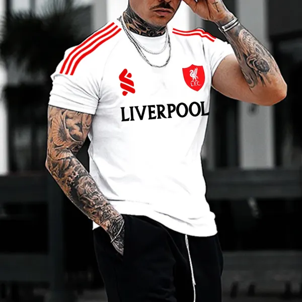 Men's Football Team Print Slim Fit T-Shirt - Ootdyouth.com 