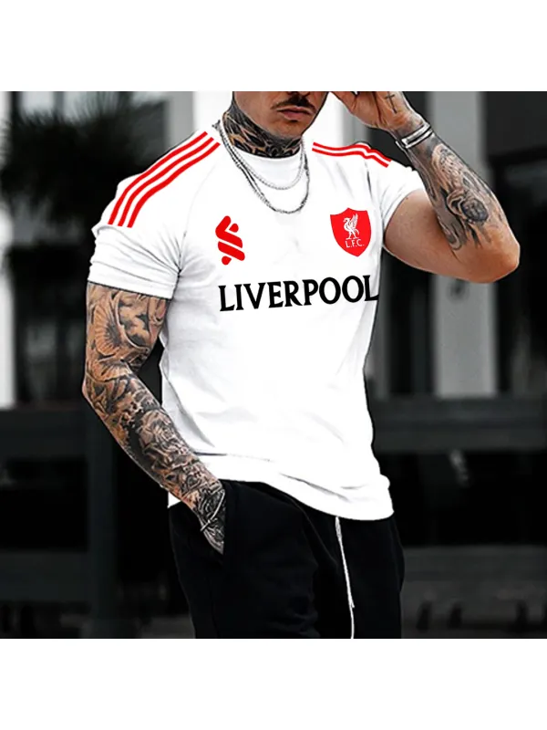 Men's Football Team Print Slim Fit T-Shirt - Aptkoi.com 