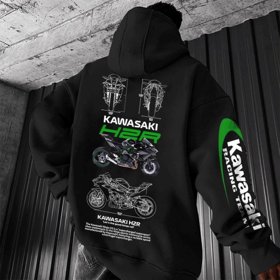 

Unisex Motorcycle Racing Competition Printed Black Hoodie