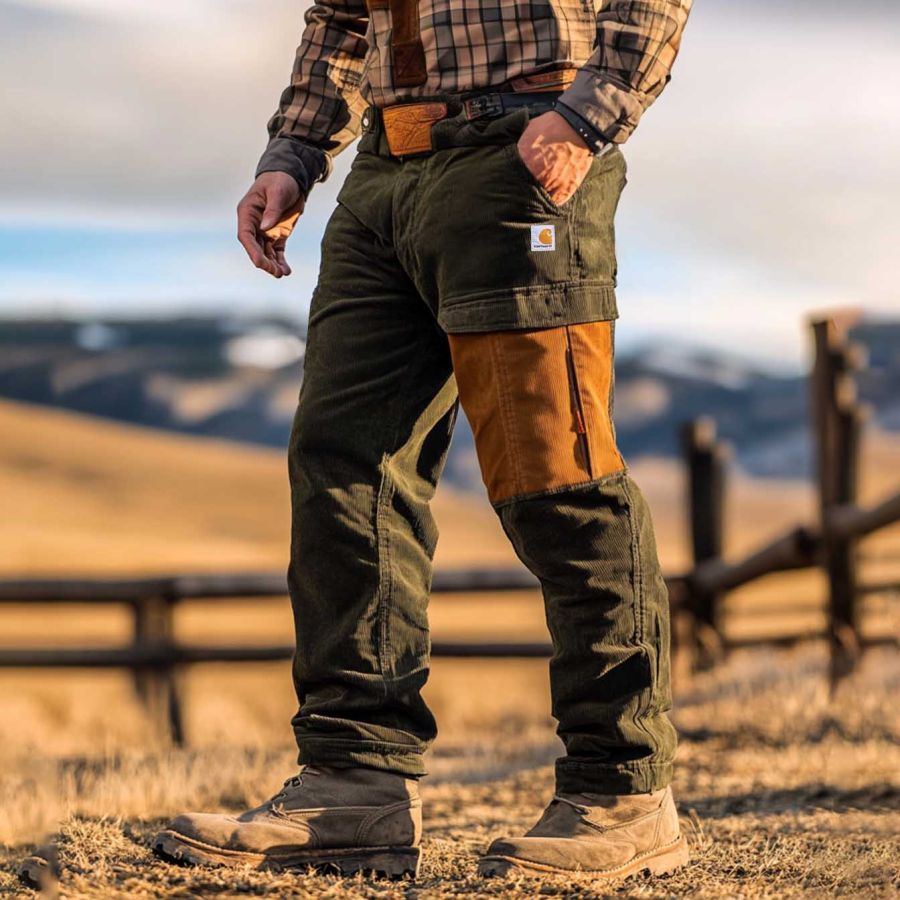 

Men's Vintage Outdoor Corduroy Color Block Cargo Pants