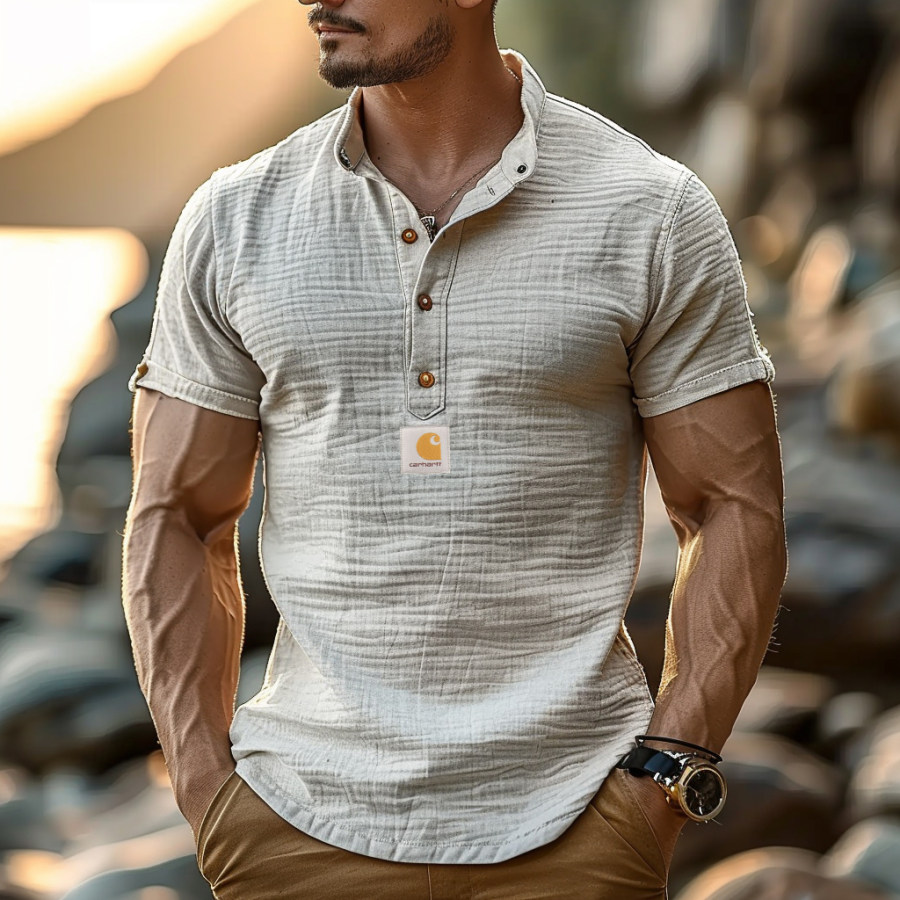 

Men's Short Sleeve Casual Henley T-Shirt