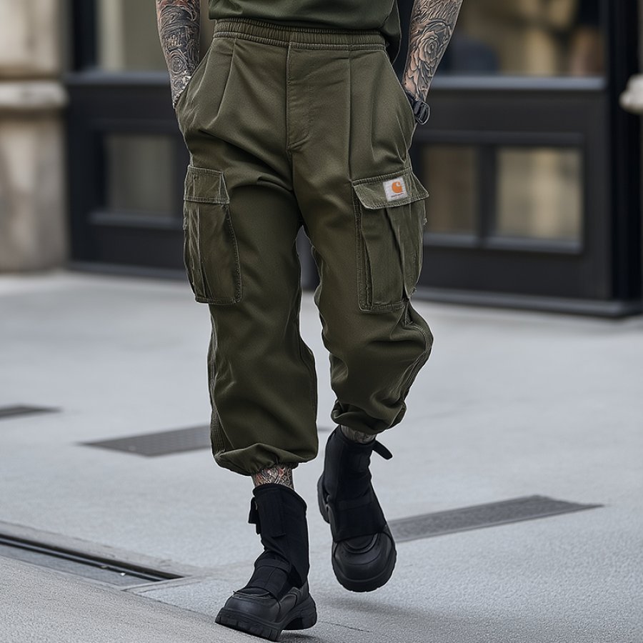 

Men's Multi-Pocket Elastic Waist Joggers Pants