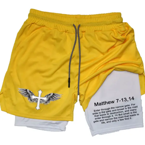 Men's Casual Athletic Compression Quick Dry Shorts Workout Running Double Layer Pants - Yesunshine.com 