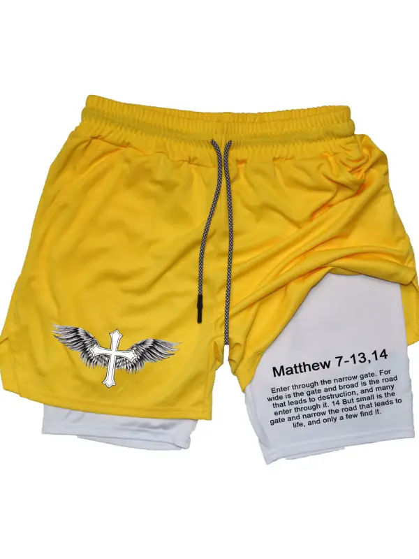 Men's Casual Athletic Compression Quick Dry Shorts Workout Running Double Layer Pants - Aptkoi.com 