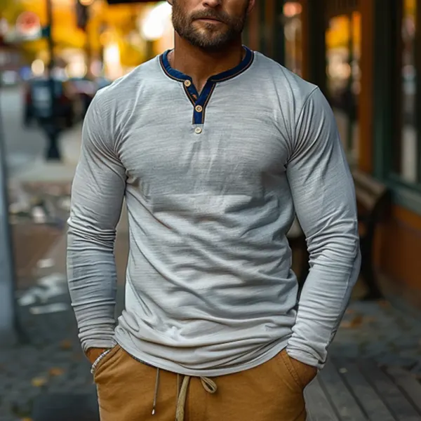Men's Colorblock Casual Long Sleeve T-Shirt - Anurvogel.com 