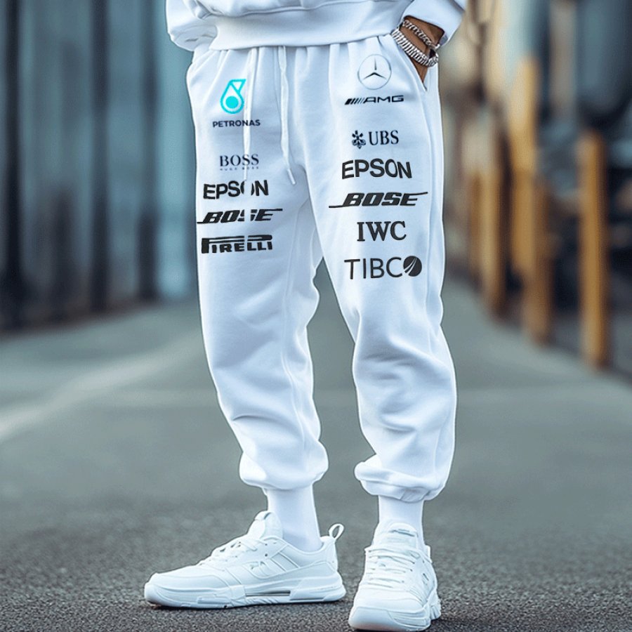 

Unisex Formula Team Racing Printed White Sweatpants