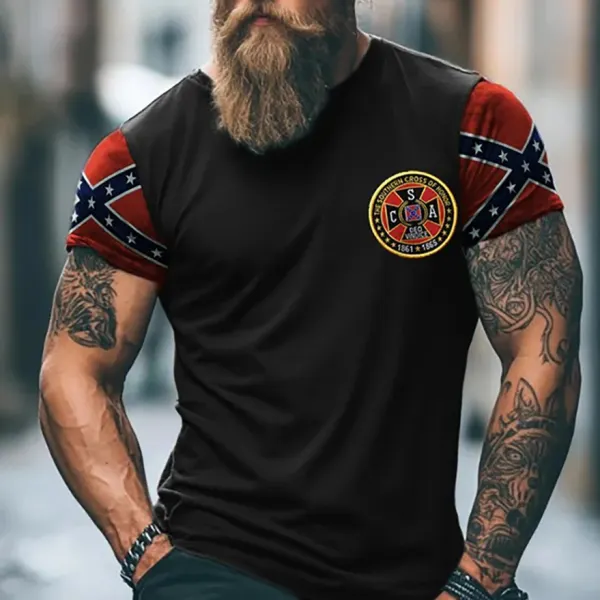 Men's Rebel Flag Print T-Shirt - Dozenlive.com 
