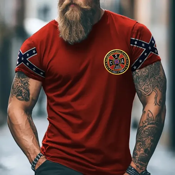 Men's Rebel Flag Print T-Shirt - Dozenlive.com 