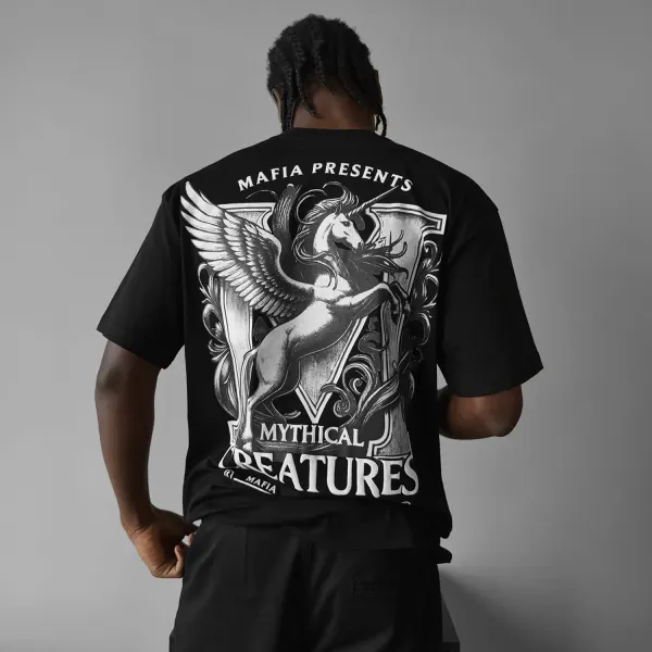 Casual Letter Horse Design T-shirt - Anurvogel.com 