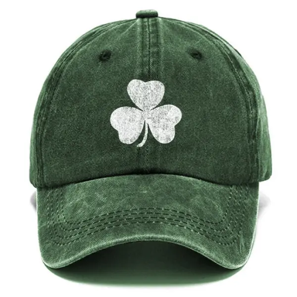St. Patrick's Day Lucky You Shamrock Washed Cotton Sun Hat Vintage Outdoor Casual Cap - Anurvogel.com 
