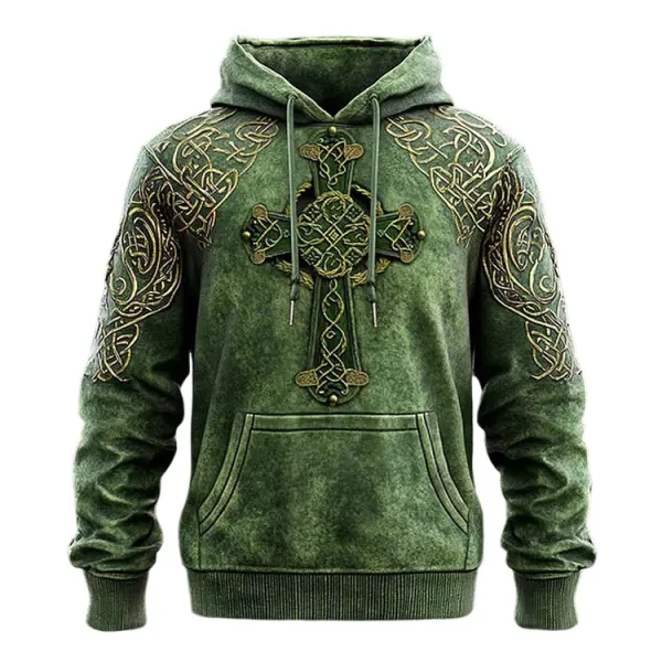 Men's Vintage St. Patrick's Day Shamrock Cross Pocket Long Sleeve Hoodie Only $28.99 - Cotosen.com 