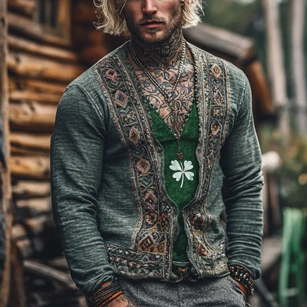 St. Patrick's Day Men's V-Neck Linen Plus Size Top Short Shirt Only $29.99 - Cotosen.com 