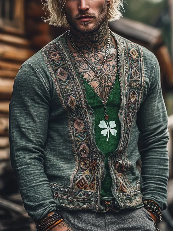 St. Patrick's Day Men's V-Neck Linen Plus Size Top Short Shirt Only $29.99 - Menbarn.com 