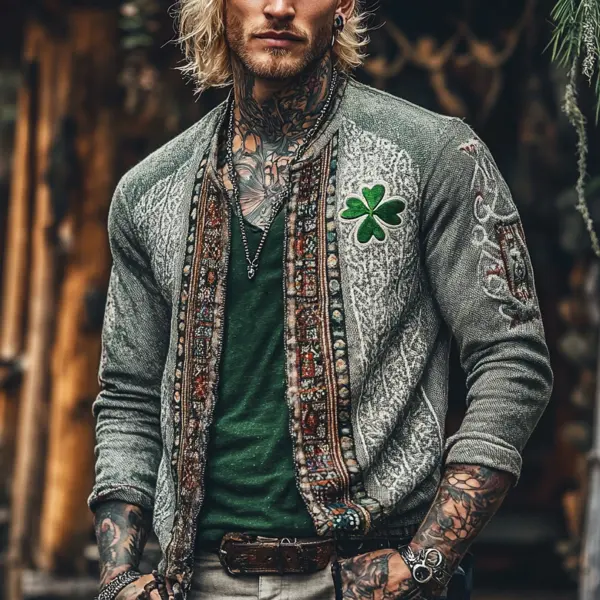 St. Patrick's Day Men's V-Neck Linen Plus Size Top Short Shirt - Anurvogel.com 