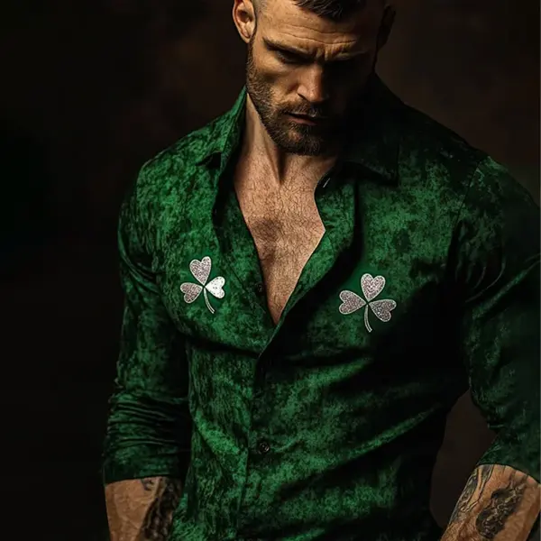 Men's St. Patrick's Day Shamrock Embroidery Casual Shirt Only $32.99 - Cotosen.com 