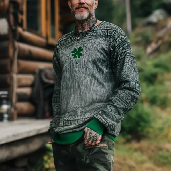 Men's Vintage St. Patrick's Day Print Knit Sweatshirt - Anurvogel.com 