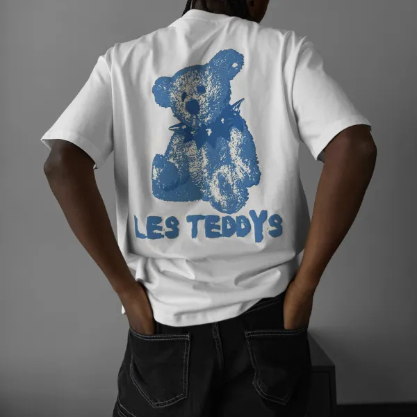 Men's Bear Letter Print Oversized T-Shirt - Anurvogel.com 
