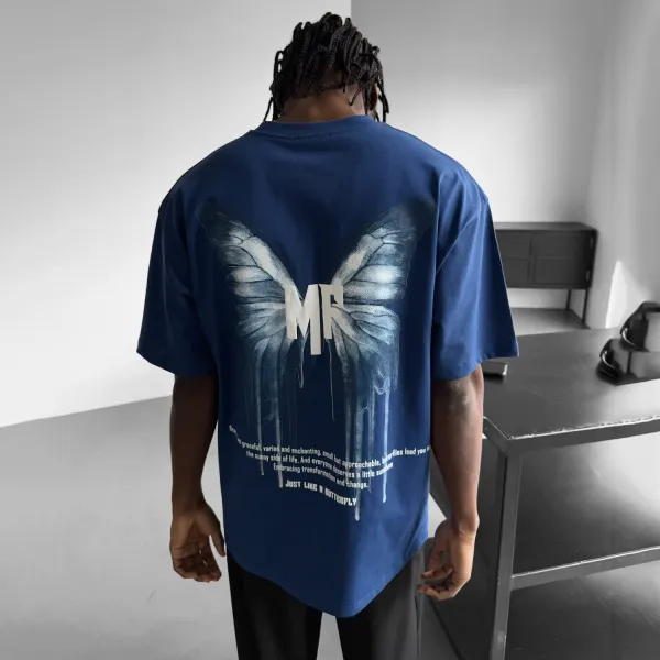 Loose Butterfly Letter Print T-shirt - Anurvogel.com 