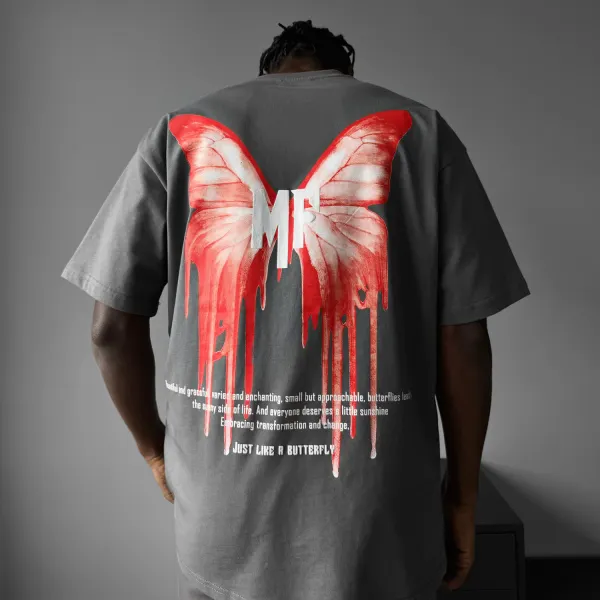 Men's Butterfly Letter Print T-Shirt - Anurvogel.com 