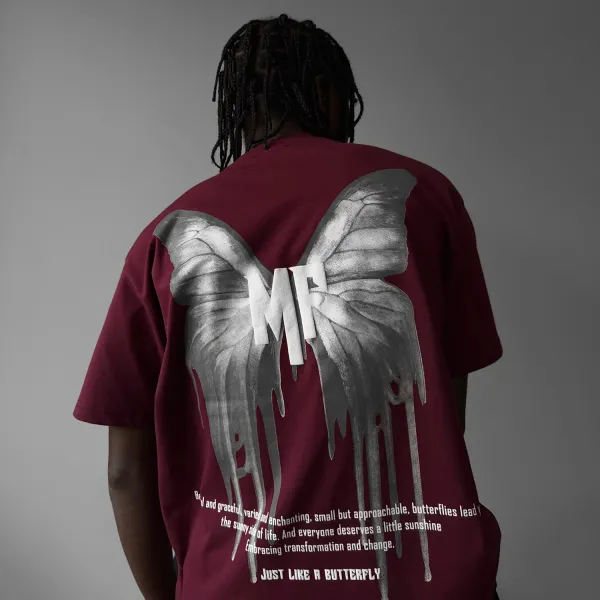 Stylish Butterfly Letter Print Oversized T-shirt - Anurvogel.com 