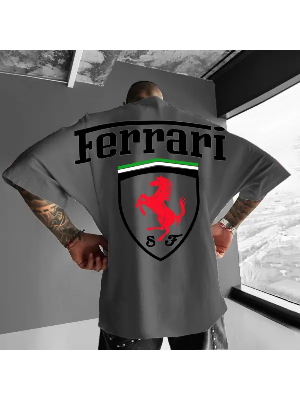 Men's Oversized Racing Casual Printed T-shirt - Aptkoi.com 