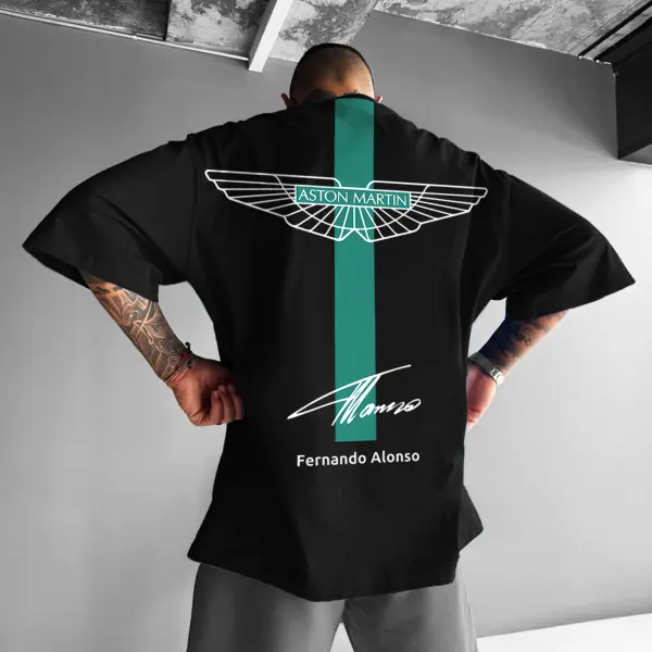 Men's Racing Team Print Oversized T-Shirt - Ootdyouth.com 