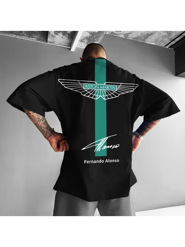 Men's Racing Team Print Oversized T-Shirt - Localziv.com 