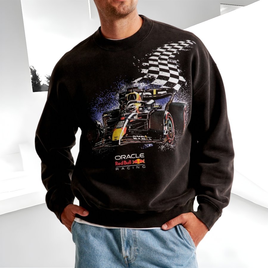 

Unisex 2025 Newest Retro Racing Print Casual Oversized Sweatshirt