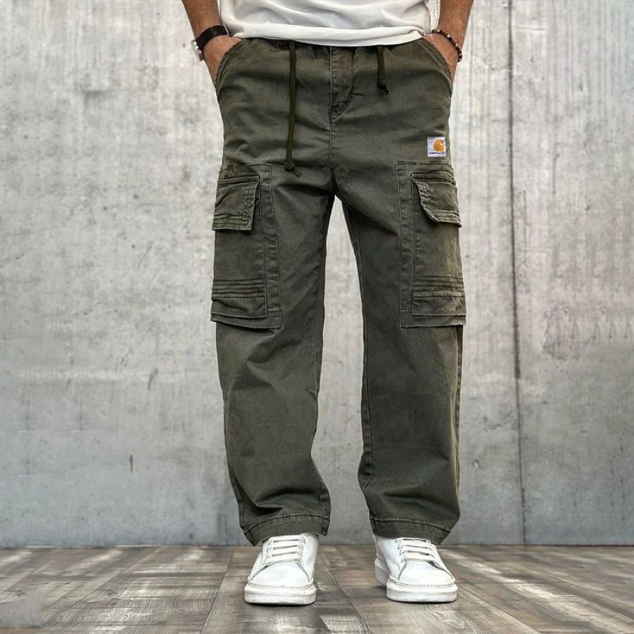 

Men's Vintage Army Green Cargo Pants With Utility Pockets