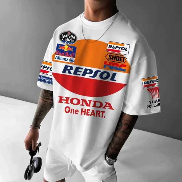 Unisex Motorcycle Racing Team Casual Print T-Shirt - Ootdyouth.com 