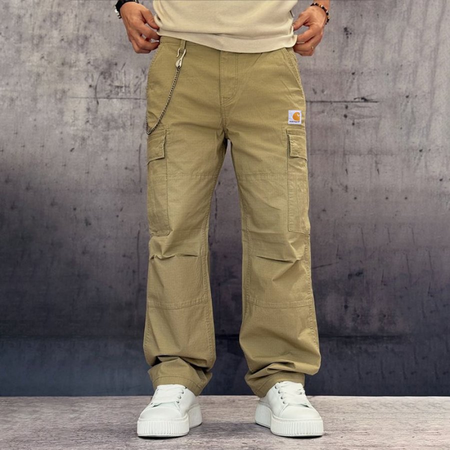 

Men's Khaki Cargo Pants With Utility Pockets