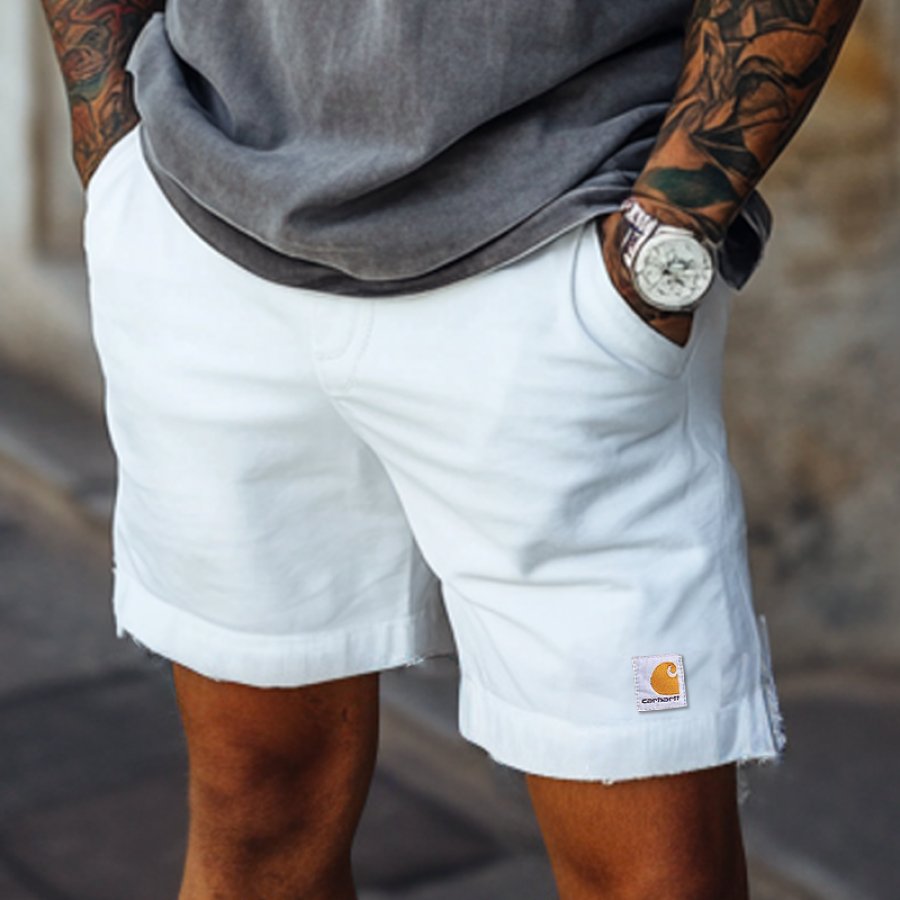 

Men's Loose And Breathable Casual White Drawstring Shorts