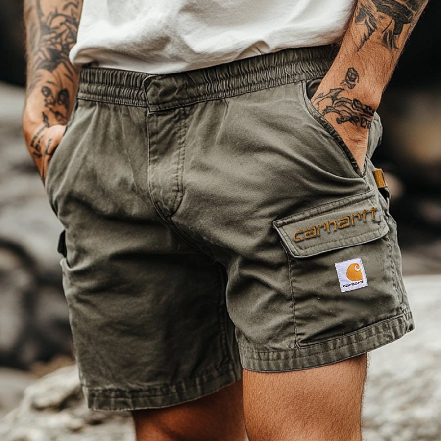 

Men's Outdoor Tactical Stretch Multi-Pocket Elastic Vintage Army Green Cargo Shorts