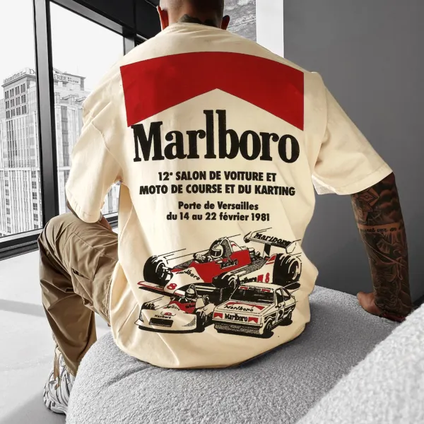 Retro Racing Print Universal Short Sleeve T-Shirt - Cotosen.com 