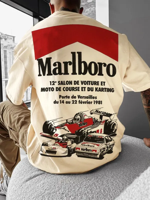 Retro Racing Print Universal Short Sleeve T-Shirt - Menbarn.com 