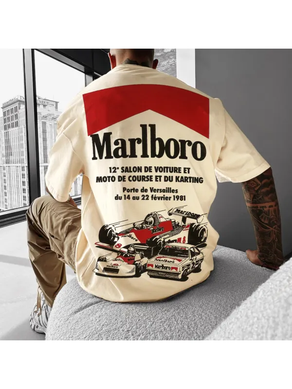Retro Racing Print Universal Short Sleeve T-Shirt - Aptkoi.com 
