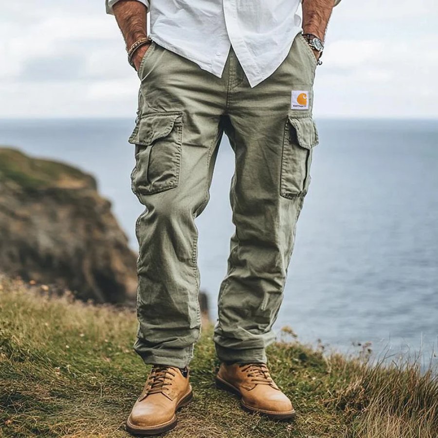

Men's Solid Color Multi Pocket Work Pants
