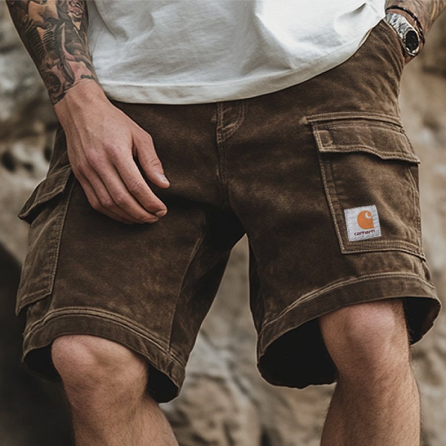 

Men's Vintage Cargo Shorts Tactical Style Dark Brown