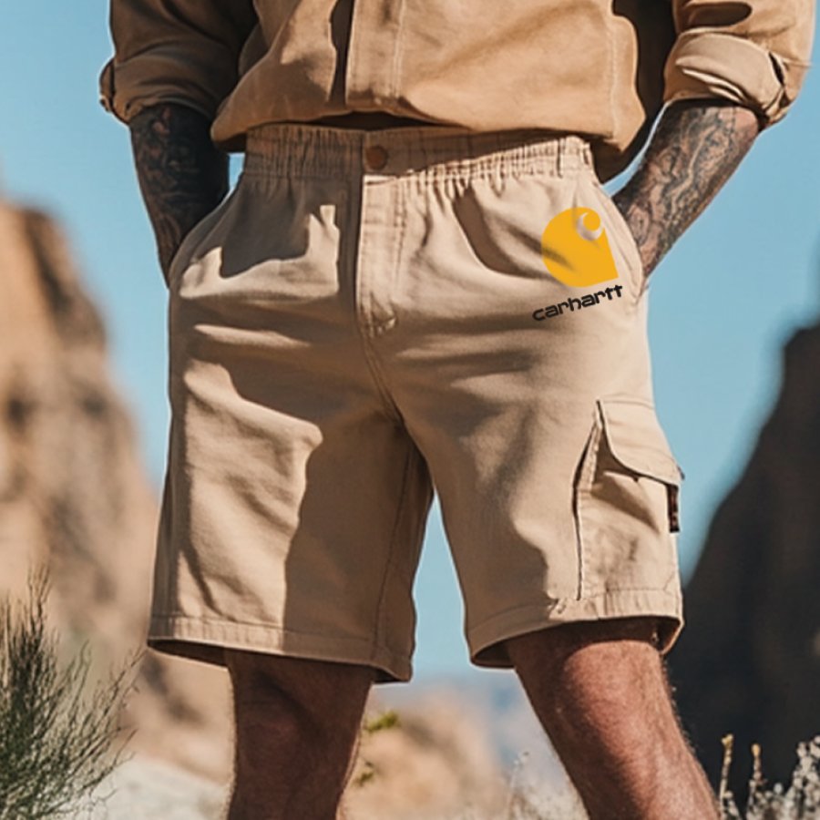 

Men's Vintage Outdoor Elastic Waist Utility Shorts Khaki