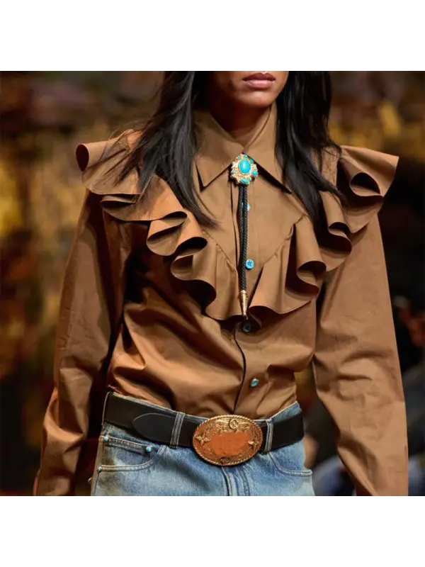 Women's Elegant Bohemian Ruffle Shirt Tops - Localziv.com 