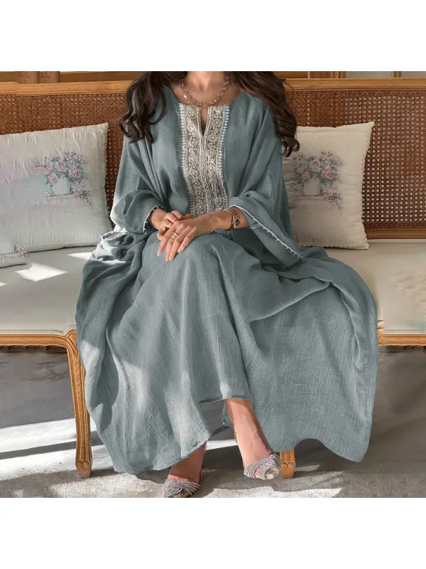 Womens Middle Eastern Gorgeous Solid Color Casual Jalabiyas Dress - Ootdmw.com 