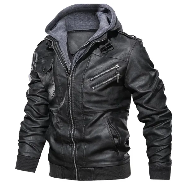 Mens Outdoor Cold-proof Motorcycle Leather Jacket - Dozenlive.com 