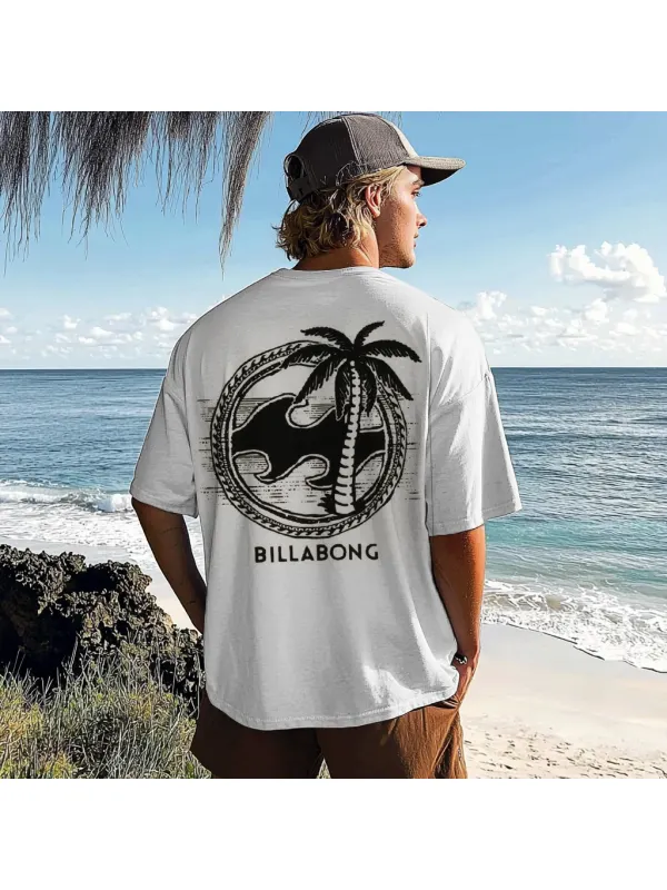 Unisex Palm Tree Vintage Print Surf T-Shirt - Aptkoi.com 