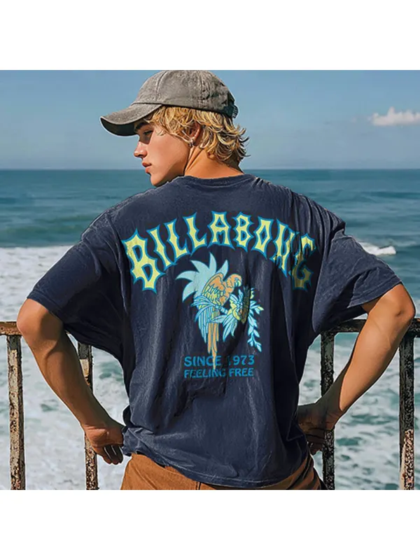 Unisex Retro Bow Lettering Surf Graphic Surf T-Shirt - Aptkoi.com 