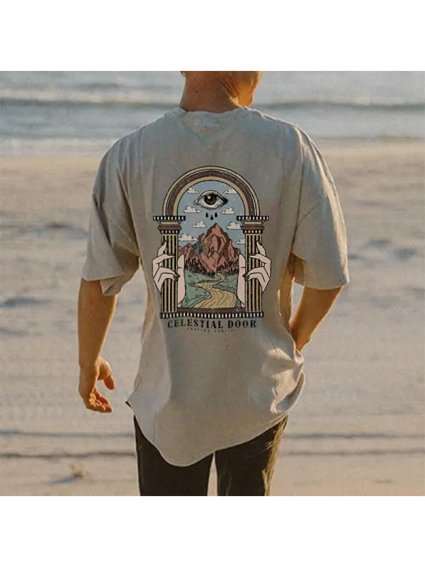 Holiday Celestial Door Printed T-shirt - Shopyiyistories.com 