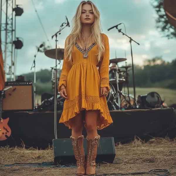 Women's Retro Bohemian Festival Dress - Anurvogel.com 