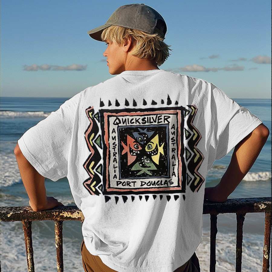 

Unisex 90'S Retro Print Quiksilver Surf T-Shirt