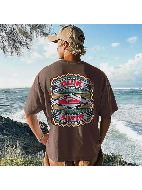 Unisex Retro Casual Print Surf T-Shirt - Aptkoi.com 