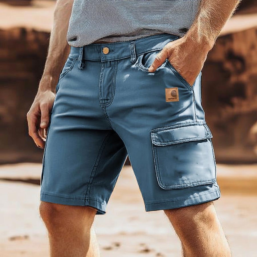 

Men's Blue Cargo Shorts Surfing With Functional Pockets