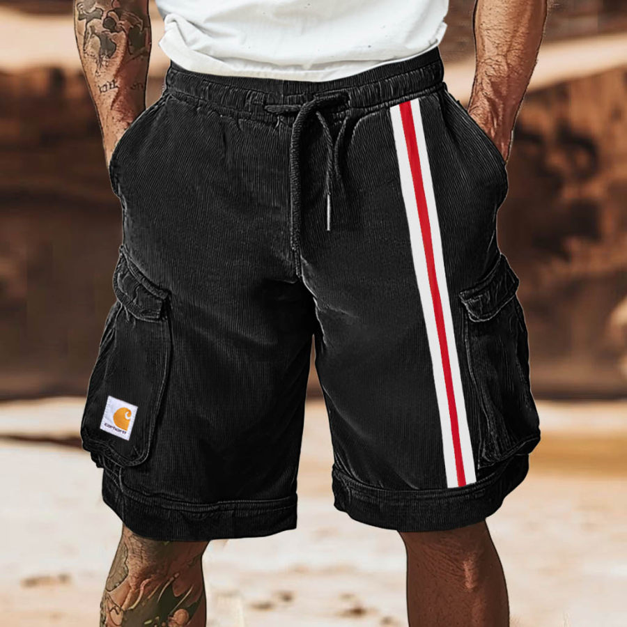 

Men's Carhartt Corduroy Surf Cargo Shorts Multi-Pocket With Striped Side Panels